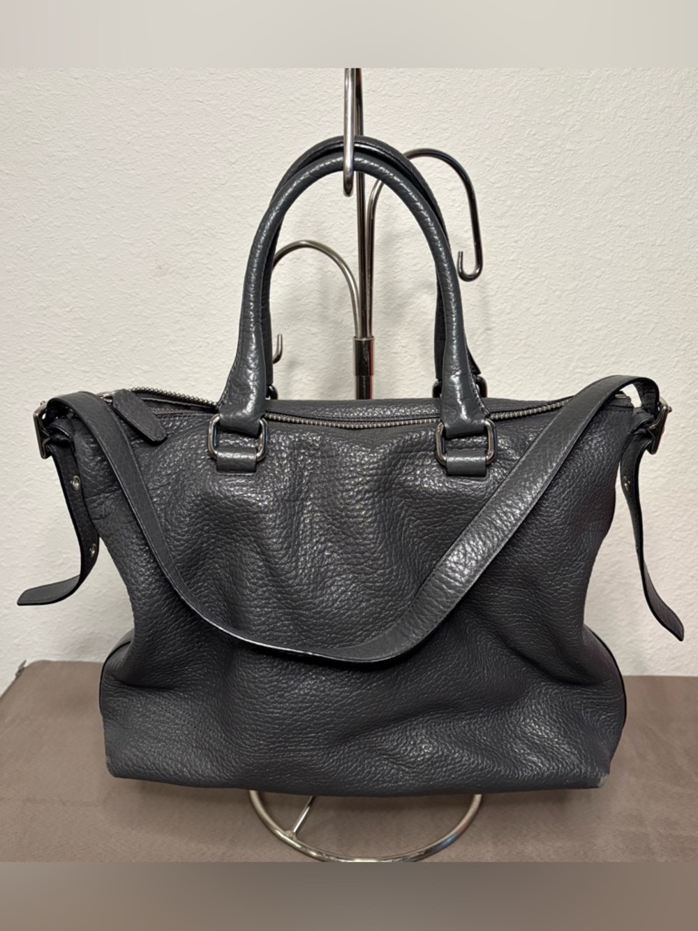 COACH Legacy Graphite Berry/ Grey Textured Leather "Molly" Satchel Bag #21140 - Picture 2 of 12